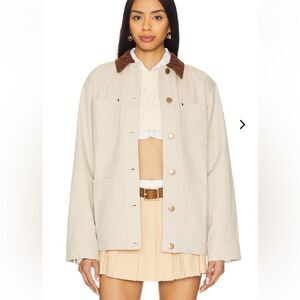 Lovers and Friends Mags Cream Jacket Brown barn utility workwear Revolve XL